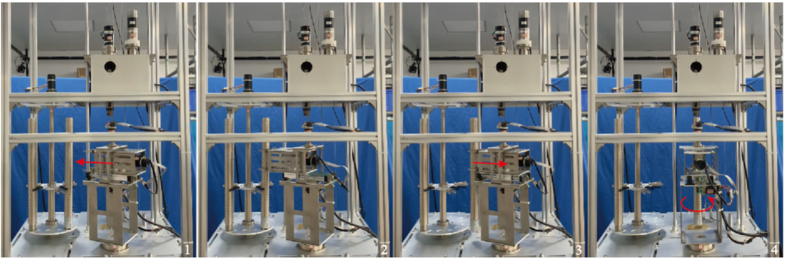 Multi-rod drilling robot prototype — four-stage operation sequence